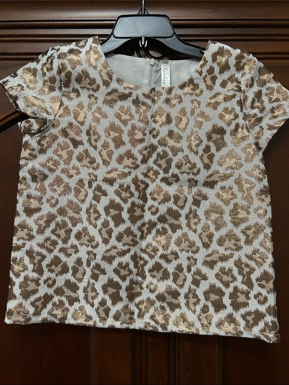 Girls Rose Gold/Copper Leopard Print Top